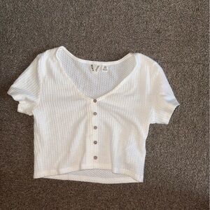 Roxy White Textured Button-Down Top